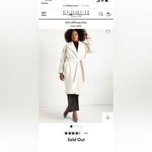 Eloquii ivory Relaxed Robe Coat NWT